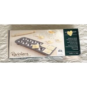 Ravioliera Ravioli Maker 12 Silver Aluminum Made In Italy Pan With Roll Pin NEW